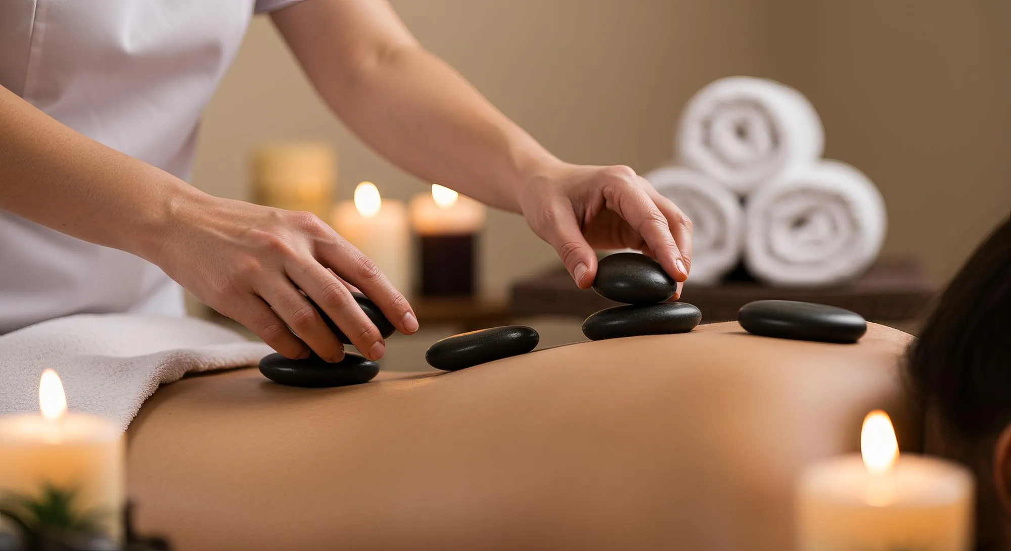 Rücken mit Hot Stone